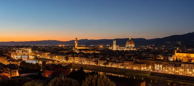 Panorama von Florenz ab Piazzale Michelangelo; Aufnahme des Reiseziels, nicht des Parfum-Workshops